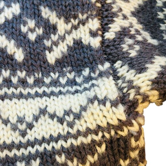 Vintage Fair Isle Nordic Sweater Size 38 Button Front Cardigan Wool Woodstock - Picture 6 of 15